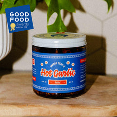 Mama Teav's golden garlic chips showcase crisp texture and savory aroma.