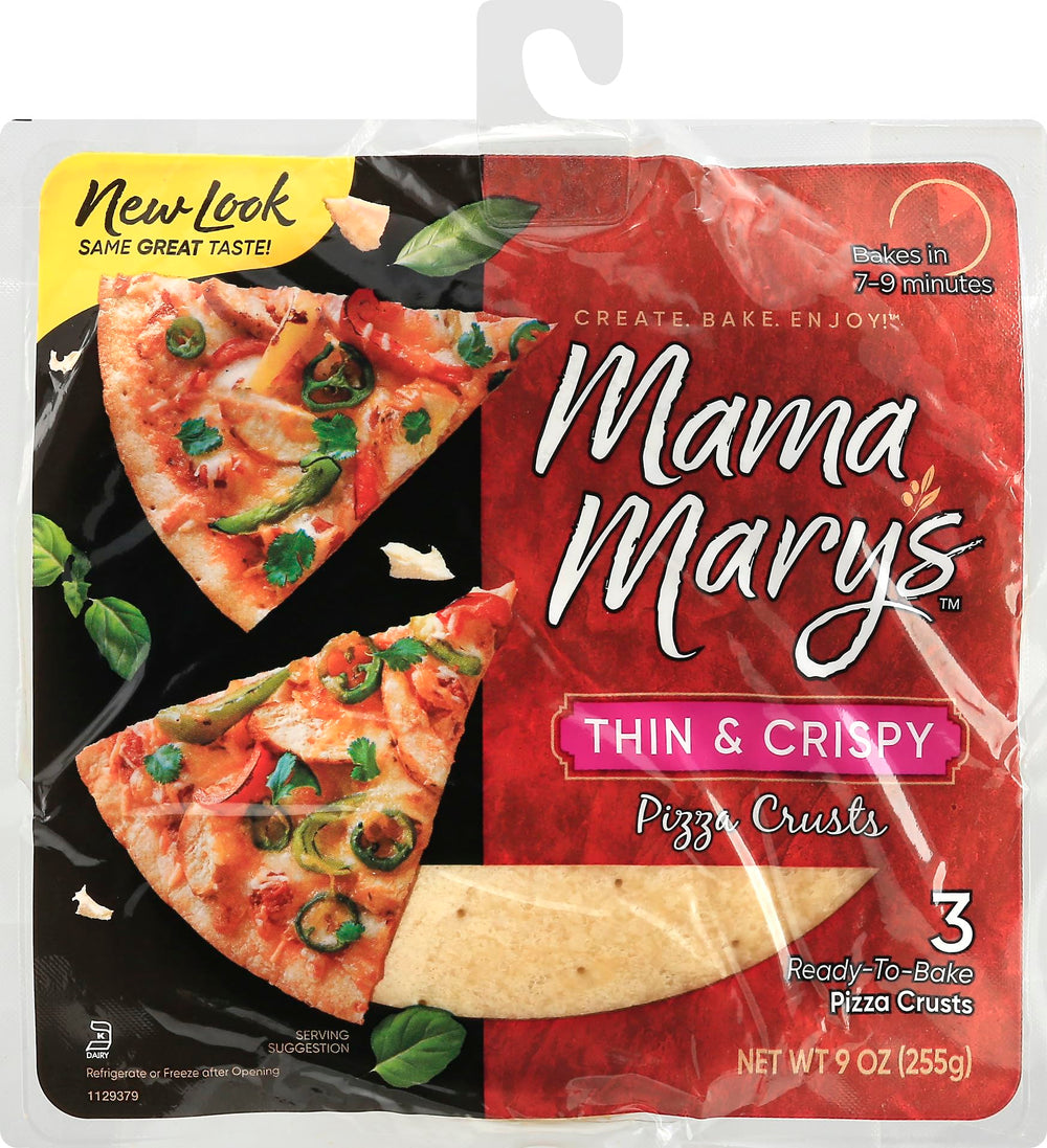 Mama Mary's thin-crispy pizza crusts pack ready for quick weeknight pizzas