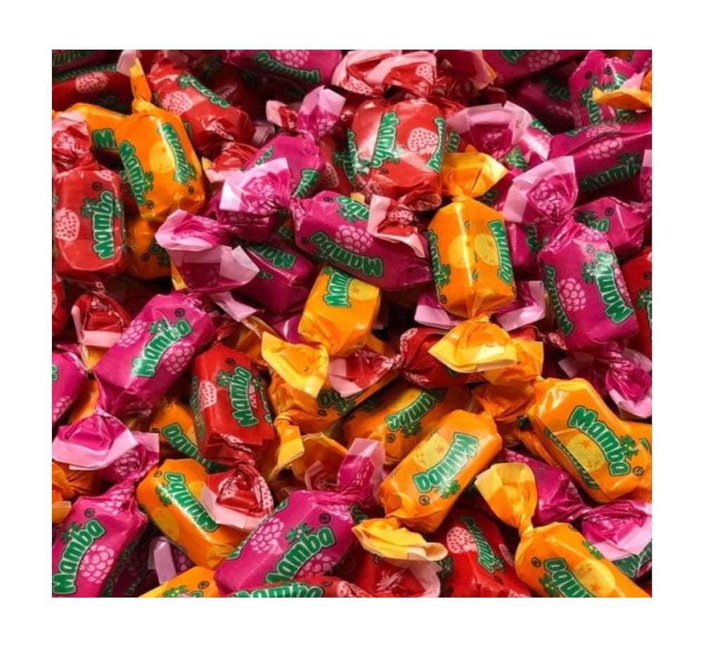 Mamba Fruit Chews 1 lb bag shown, convenient for stocking up and sharing.