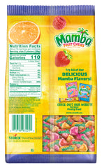 Mamba Fruit Chews four-flavors display highlights Strawberry, Raspberry, Lemon, Orange
