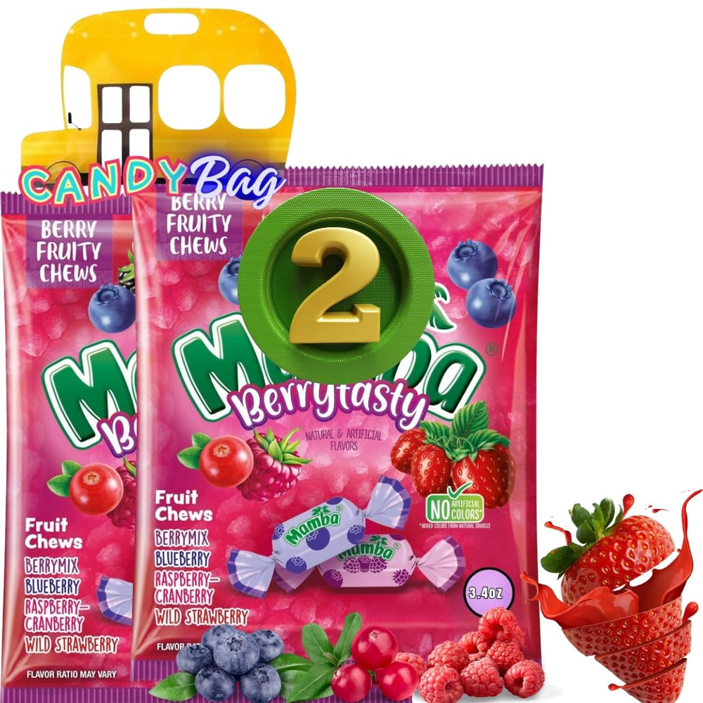 MamBerry Tasty Fruit Berry Mix candies in assorted berry flavors, perfect for on-the-go snacking.