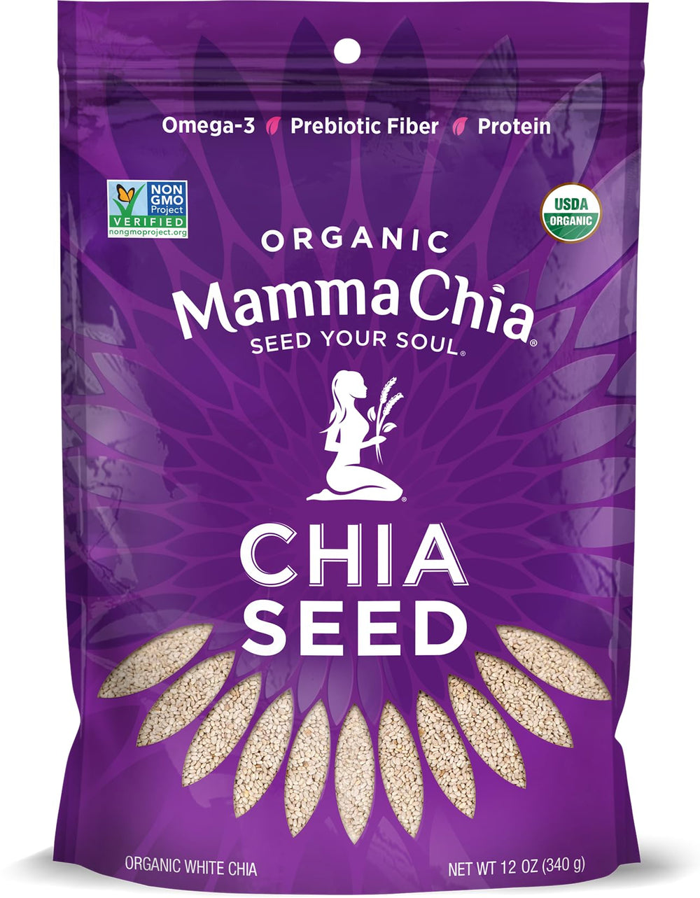 Mamma Chia Organic White Chia Seeds bag for smoothies and baking