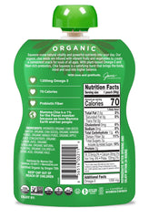 Mammachia Chia Squeeze Green Magic pouch opened to reveal the chewy chia snack.