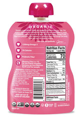 Mamma Chia Strawberry Lemonade prebiotic squeeze snack pack6 back, nutrition details.