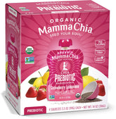 Mamma Chia Strawberry Lemonade prebiotic squeeze snack pack6 front, on-the-go option.