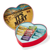 Man Crates Meat Heart box closeup highlights savory sticks in a romantic gift.