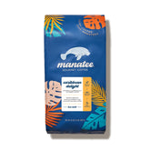 Manatee Gourmet Coffee Caribbean Delight front bag highlighting premium low-acid Arabica