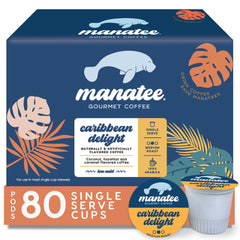 Manatee Gourmet Coffee Caribbean Delight pod lineup for quick, consistent brews