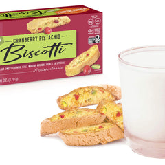 Manischewitz cranberry pistachio biscotti served on a plate, ready for gifting or snacking.