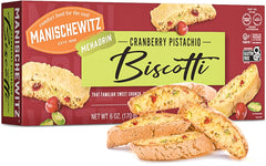 Manischewitz gluten free cranberry pistachio biscotti pack front view, ideal for Passover gatherings.