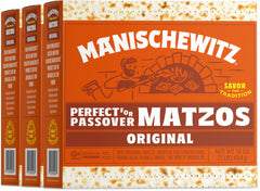 Manischewitz Kosher for Passover Matzo: three-box display front view, ideal for holiday meals
