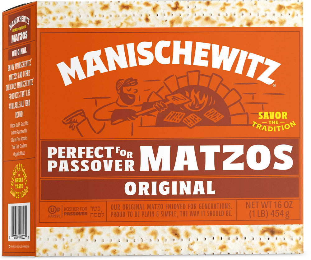 Manischewitz Passover Matzo 1lb box, crisp and ready for Passover meals.