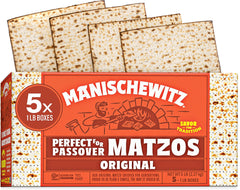 Manischewitz Passover matzo boxes collection shown for Passover and year-round pantry use.