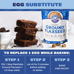 Manitoba Harvest Ground Flaxseed sprinkled on yogurt for extra omega and fiber