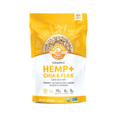 Manitoba Harvest Hemp Plus Flax Chia Seeds bag highlights nutrient-dense blend for smoothies.