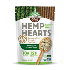 Manitoba Harvest regenerative hemp hearts bag front showing organic, non-GMO seeds ideal for versatile meals