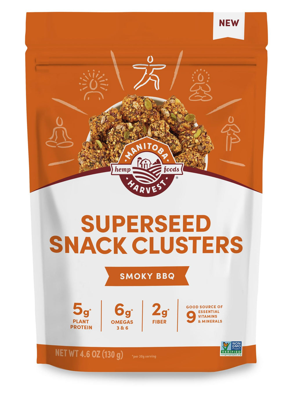 Manitoba Harvest Superseed Snack Clusters smoky BBQ closeup showing protein-rich crunch