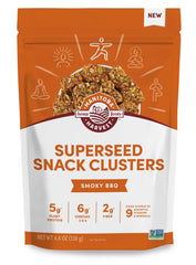 Manitoba Harvest Superseed Snack Clusters smoky BBQ closeup showing protein-rich crunch