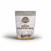 Manitoba Milling Flax Bran Muffin Mix front packaging highlighting fiber and protein