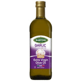 Mantova Garlic EVOO bottle on kitchen counter ready for finishing Italian meals