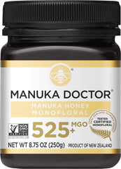 Manuka Doctor MGO 525 bottle front, authentic New Zealand honey