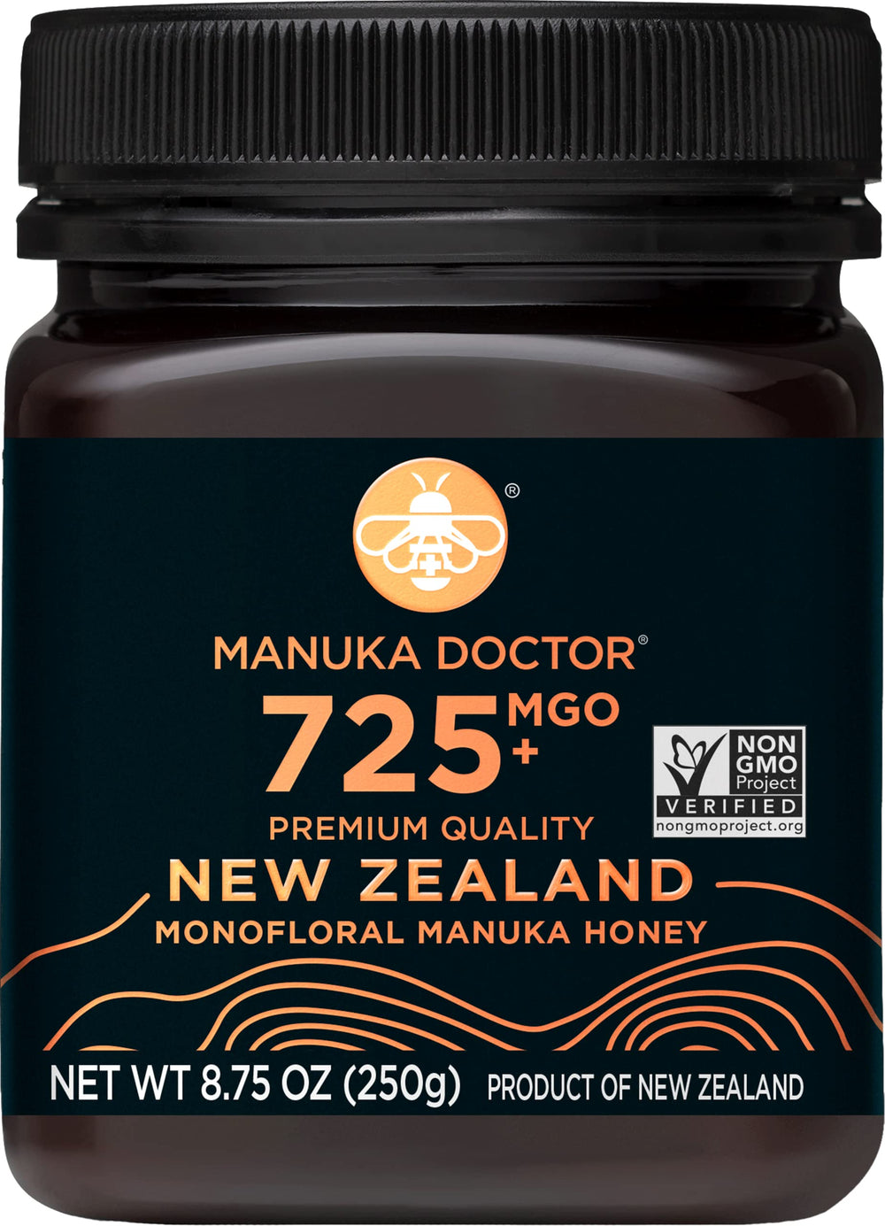 Manuka Doctor MGO 725+ honey jar, premium New Zealand honey for daily energy