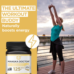 Manuka Doctor amber honey in a glass jar emphasizing monofloral flavor