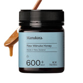 Manukora Raw Manuka Honey MGO 600+ bottle close-up for immune health support.
