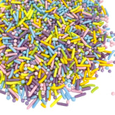 Manvscakes pastel rainbow sprinkles in a 3oz jar add vibrant color to cookies and cupcakes.