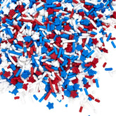 Manvscakes patriotic sprinkles add festive color to desserts.