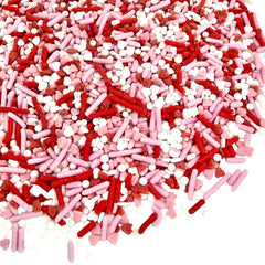 Manvscakes Valentine Sprinkles Heart Toppers add festive color to cookies and cakes.