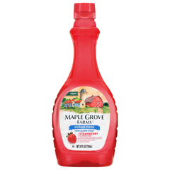 Maple Grove Farms sugar-free strawberry syrup bottle for breakfast flavor