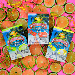 Cold Margarita-flavored drink served in a glass from Margaritaville Singles To Go.