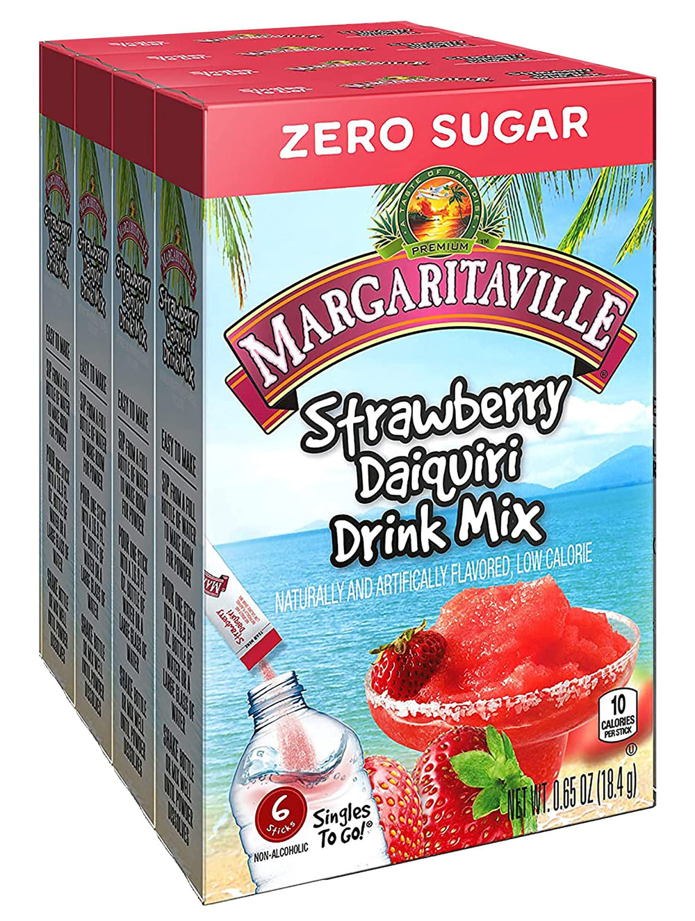 Margaritaville Singles To Go Strawberry Daiquiri stick ready to mix in water for a refreshing break