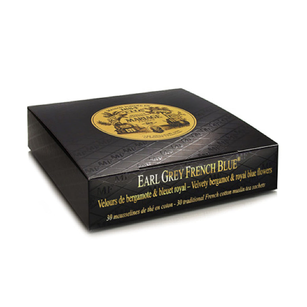 Mariage Frères Earl Grey French Blue tea box—elegant afternoon ritual and aroma.