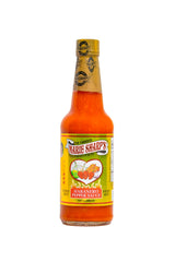 Close-up of Marie Sharp's Belizean label highlighting authentic ingredients.