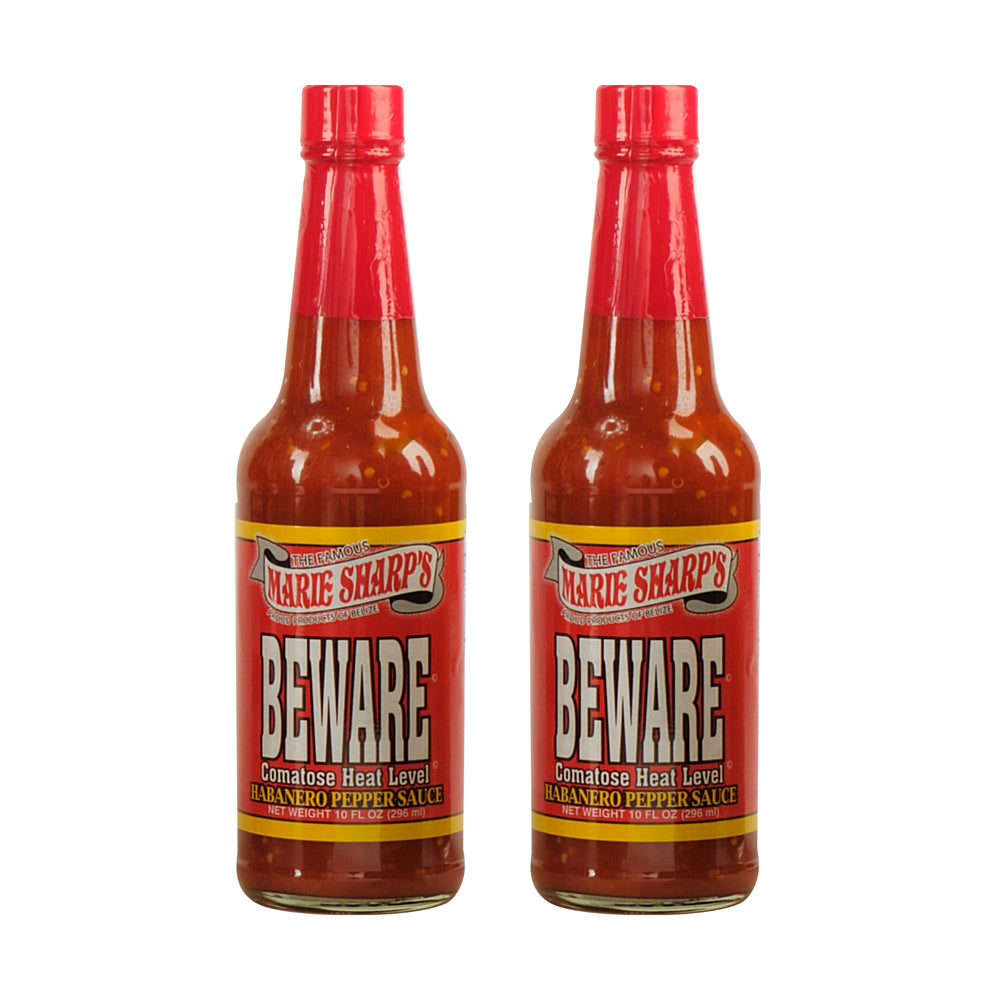 Marie Sharp’s BEWARE Comatose bottle showing extreme heat and bold flavor.