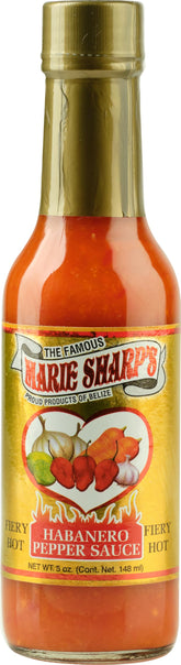Marie Sharp's Fiery Hot Habanero sauce bottle pour shows bold heat for bold meals
