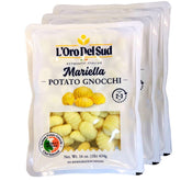 Mariella gnocchi pack in shelf-stable 3x1 lb format for easy meal planning.
