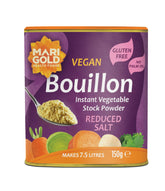 Marigold Swiss Vegetable Bouillon tub, a convenient vegan stock base with reduced salt.