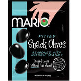 Mario Camacho brineless pitted olives in a portable pouch for easy snacking.