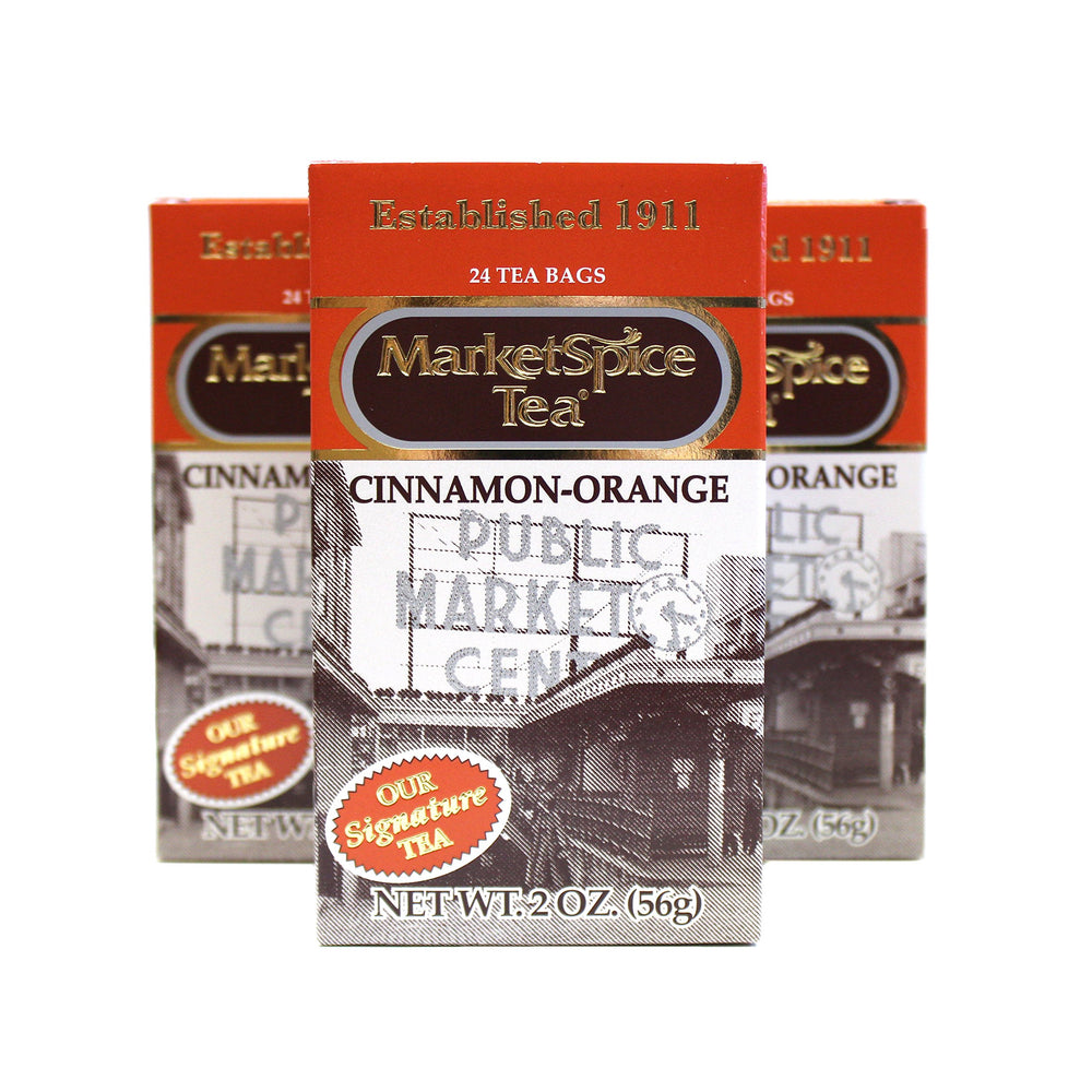 MarketSpice Cinnamon-Orange tea bag ready to brew a comforting cup