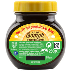 Closeup of Marmite jar showing glossy, rich texture.