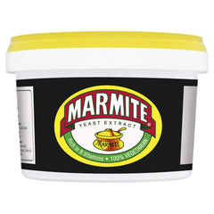 Marmite 600g tub front view, a pantry essential