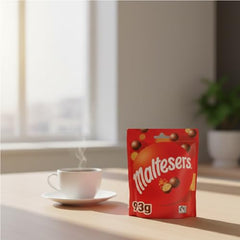Mars Maltesers 93g pouch front shows chocolate with crunchy malt center for a tasty grab-and-go treat