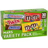 Mars Snickers full-size bars bulk box for party snacks and treats.
