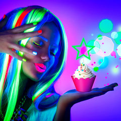 Marspark UV-reactive decorations shimmer under black light, enhancing your glow party atmosphere