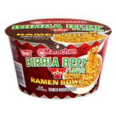 Maruchan Birria Beef ramen bowl close-up showing rich broth for quick comfort