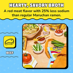 Serving Maruchan Less Sodium Beef Ramen in a warm bowl