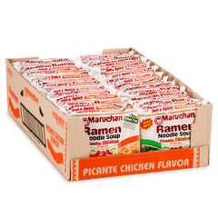 Maruchan Ramen Picante Chicken packaging, easy pantry staple for quick meals.